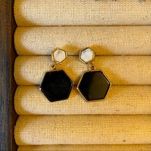 J Crew hexagonal earrings with original backs